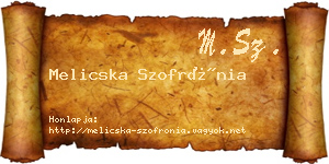 Melicska Szofrónia névjegykártya